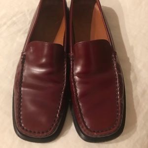 Tods red loafers